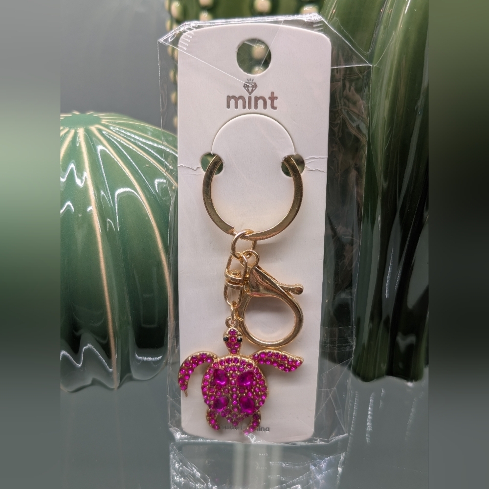 Mint Fuchsia Turtle Keychain/Bagcharm